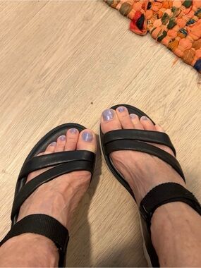 Franco Sarto Black Strappy Sandals with Ankle Strap